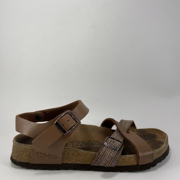 Birkenstock Birkis Ankle Strap Sandals Womens Size 37/ 6 Brown Leather Narrow - Picture 1 of 10
